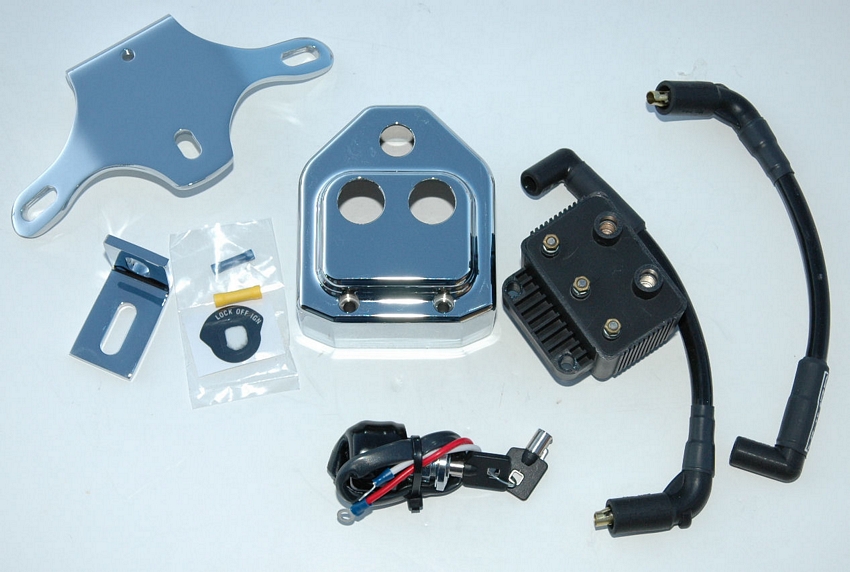 SINGLE FIRE COIL IGITION PLUG WIRES SWITCH MOTOR MOUNT CHROME COVER