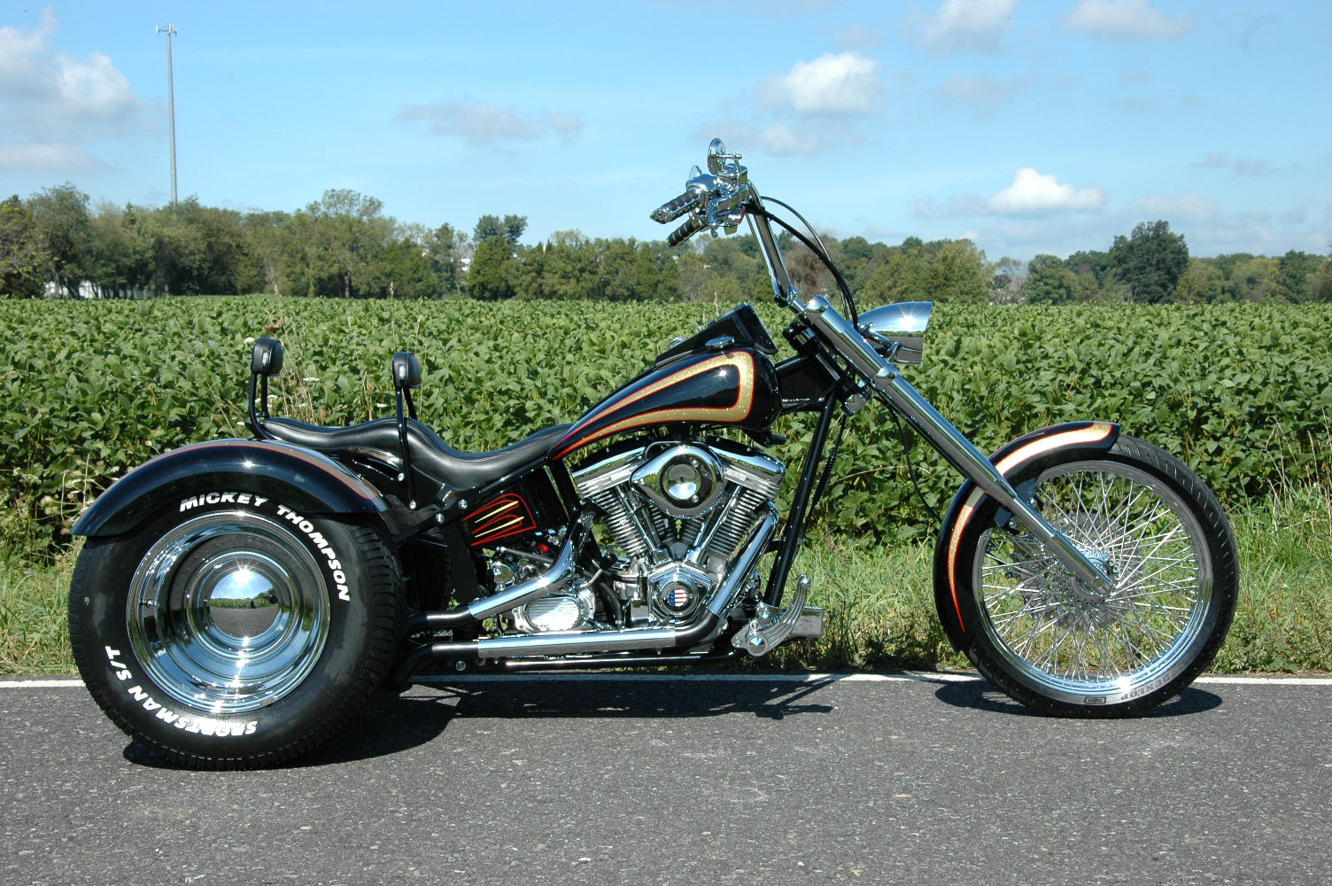Trike Harley Frame Chopper Chassis Softail Rolling Axle Kit Swingarm Tri Gl...